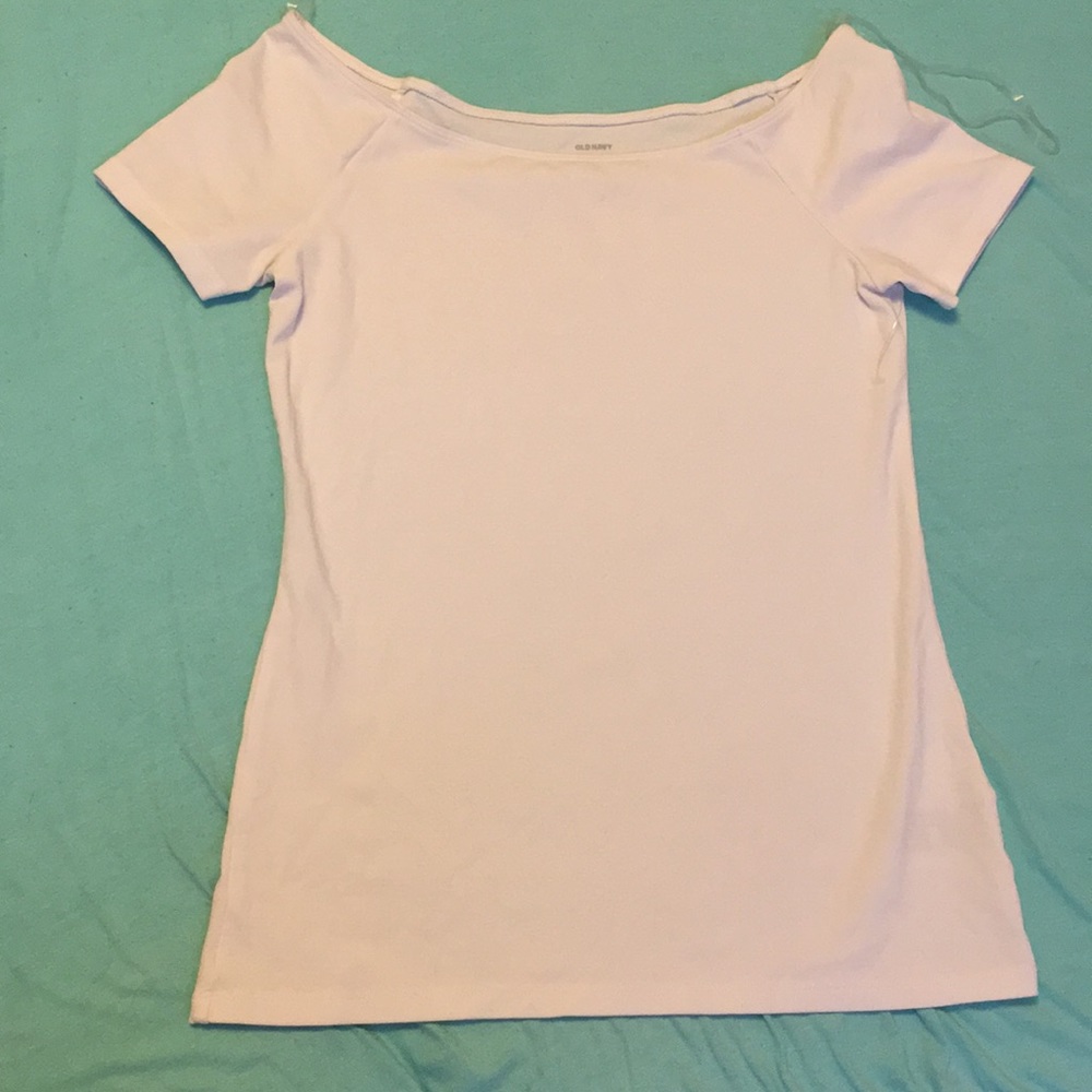 Plain White Over the Shoulder Fitted Blouse